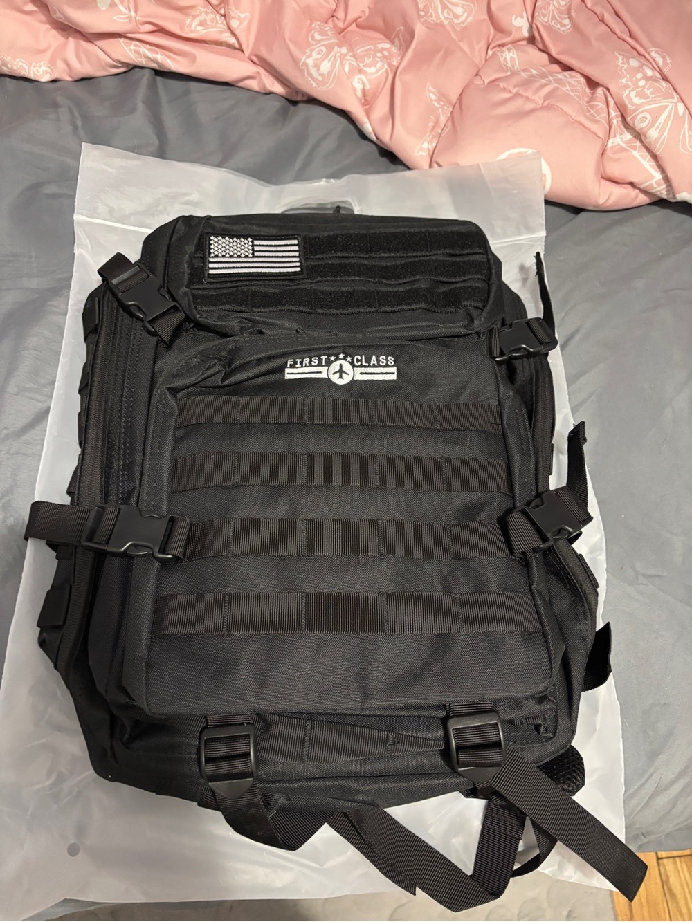 Black Tactical Backpack with MOLLE Webbing